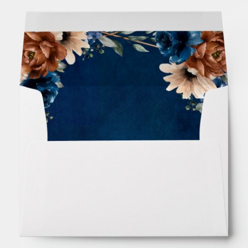 Terracotta Navy Blue Greenery Geometric Wedding En Envelope