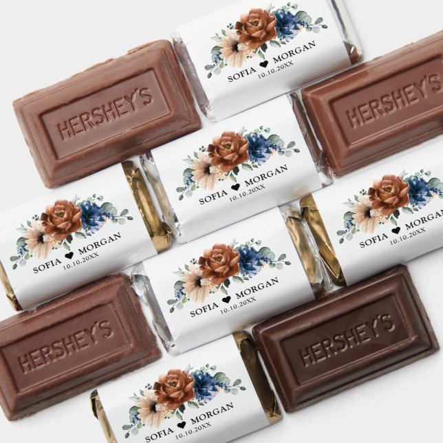 Terracotta Navy Blue Greenery Geometric Wedding Hershey's Miniatures (Assorted)