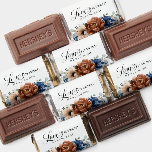 Terracotta Navy Blue Greenery Geometric Wedding Hershey's Miniatures (Assorted)