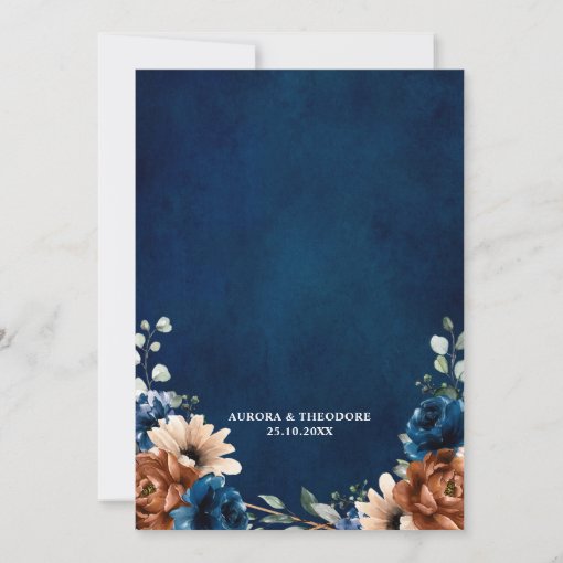 Terracotta Navy Blue Greenery Geometric Wedding In Invitation | Zazzle