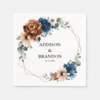 Terracotta Navy Blue Greenery Geometric Wedding Na
