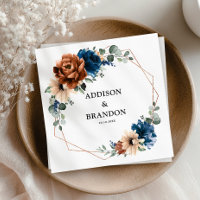 Terracotta Navy Blue Greenery Geometric Wedding Na
