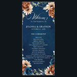 Terracotta Navy Blue Greenery Geometric Wedding Pr Program<br><div class="desc">Elegant Navy blue,  Terracotta ,  Orange earthy floral theme wedding program featuring elegant bouquet of Navy blue,  Terracotta color roses peonies  and green eucalyptus leaves. Please contact me for any help in customization or if you need any other product with this design.</div>
