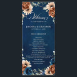 Terracotta Navy Blue Greenery Geometric Wedding Pr Program<br><div class="desc">Elegant Navy blue,  Terracotta ,  Orange earthy floral theme wedding program featuring elegant bouquet of Navy blue,  Terracotta color roses peonies  and green eucalyptus leaves. Please contact me for any help in customization or if you need any other product with this design.</div>
