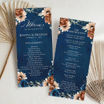 Terracotta Navy Blue Greenery Geometric Wedding Pr Program<br><div class="desc">Elegant Navy blue,  Terracotta ,  Orange earthy floral theme wedding program featuring elegant bouquet of Navy blue,  Terracotta color roses peonies  and green eucalyptus leaves. Please contact me for any help in customization or if you need any other product with this design.</div>