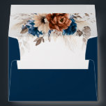 Terracotta Navy Blue Pampas Grass Rustic Wedding Envelope<br><div class="desc">Elegant Navy blue,  Terracotta ,  Orange earthy floral theme wedding Invitation envelope featuring elegant bouquet of Navy blue,  Terracotta color roses peonies  and eucalyptus leaves. Please contact me for any help in customization or if you need any other product with this design.</div>