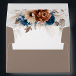 Terracotta Navy Blue Pampas Grass Rustic Wedding Envelope<br><div class="desc">Elegant Navy blue,  Terracotta ,  Orange earthy floral theme wedding Invitation envelope featuring elegant bouquet of Navy blue,  Terracotta color roses peonies  and eucalyptus leaves. Please contact me for any help in customization or if you need any other product with this design.</div>