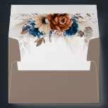 Terracotta Navy Blue Pampas Grass Rustic Wedding Envelope<br><div class="desc">Elegant Navy blue,  Terracotta ,  Orange earthy floral theme wedding Invitation envelope featuring elegant bouquet of Navy blue,  Terracotta color roses peonies  and eucalyptus leaves. Please contact me for any help in customization or if you need any other product with this design.</div>