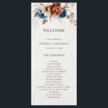 Terracotta Navy Blue Pampas Grass Rustic Wedding Program<br><div class="desc">Elegant Navy blue,  Terracotta ,  Orange earthy floral theme wedding program featuring elegant bouquet of Navy blue,  Terracotta color roses peonies  and eucalyptus leaves. Please contact me for any help in customization or if you need any other product with this design.</div>