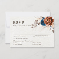 Terracotta Navy Blue Pampas Grass Rustic Wedding R