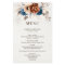 Terracotta Navy Blue Pampas Grass Wedding  Menu