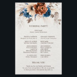 Terracotta Navy Blue Pampas Grass Wedding Program<br><div class="desc">Elegant Navy blue,  Terracotta ,  Orange earthy floral theme wedding program featuring elegant bouquet of Navy blue,  Terracotta color roses peonies  and eucalyptus leaves. Please contact me for any help in customization or if you need any other product with this design.</div>
