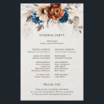 Terracotta Navy Blue Pampas Grass Wedding Program<br><div class="desc">Elegant Navy blue,  Terracotta ,  Orange earthy floral theme wedding program featuring elegant bouquet of Navy blue,  Terracotta color roses peonies  and eucalyptus leaves. Please contact me for any help in customization or if you need any other product with this design.</div>