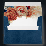 Terracotta Navy Blue Rust Flowers and Pampas Grass Envelope<br><div class="desc">Terracotta and navy blue floral elegant boho envelopes</div>
