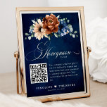 Terracotta Navy Blue Wedding Honeymoon Fund Sign at Zazzle