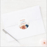 Terracotta Navy Blue Wedding Modern Floral Boho Classic Round Sticker<br><div class="desc">Terracotta and navy blue floral boho wedding seals</div>