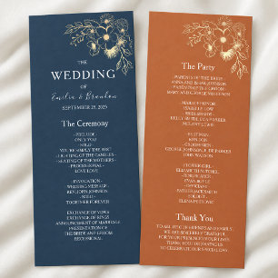 Terracotta Navy Blue Wedding Program