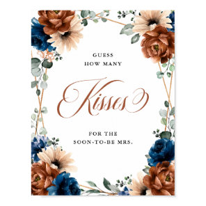 Terracotta Navy Bridal Shower How Many Kisses Sign