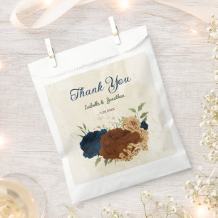 terracotta navy floral wedding favor bag