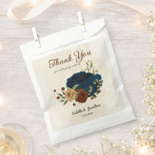 terracotta navy floral wedding favor bag