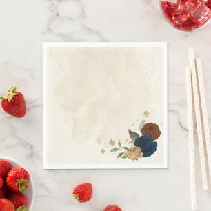 terracotta navy floral wedding napkins