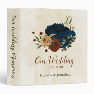 terracotta navy floral wedding photo album 3 ring binder