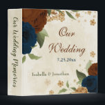 terracotta navy floral wedding photo album 3 ring binder<br><div class="desc">Beautiful earth tone fall wedding photo album binder featuring terracotta,  beige and navy blue flowers with green leaves .
 FOR MORE MATCHING PRODUCTS click on the collection above or contact me</div>