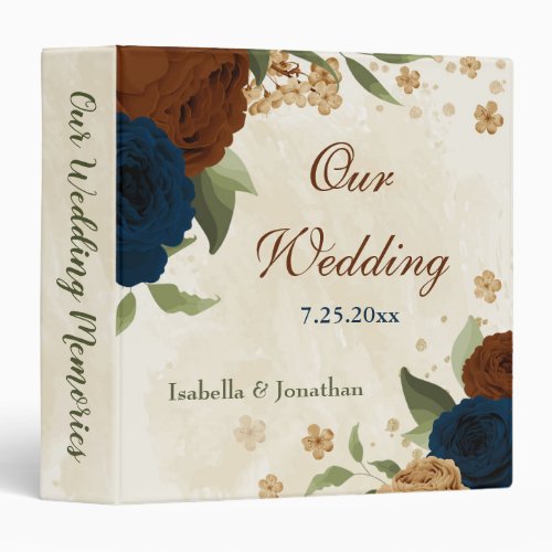 terracotta navy floral wedding photo album