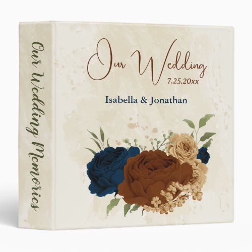 terracotta navy floral wedding photo album