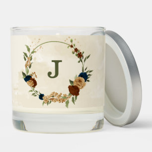 terracotta navy floral wedding scented candle
