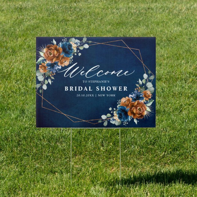 Terracotta Navy Greenery Bridal Shower Welcome Sig Sign (Insitu)