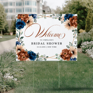 Terracotta Navy Greenery Bridal Shower Welcome Sign