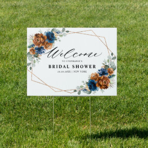Terracotta Navy Greenery Bridal Shower Welcome Sign