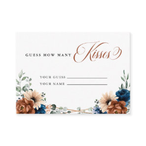 Terracotta Navy Greenery Guess how many Kisses Enclosure Card