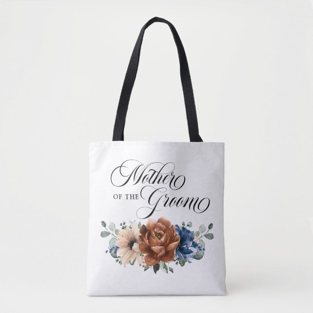 Terracotta Navy Greenery Mother of the Groom Tote Bag (Front)