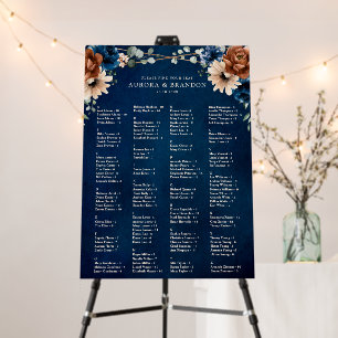 Terracotta Navy Greenery Wedding Seating Chart Foam Board