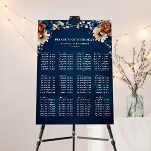 Terracotta Navy Greenery Wedding Seating Chart Foam Board