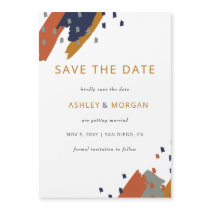 Terracotta Navy Mustard Abstract Save the Date