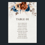 Terracotta Navy Pampas Grass Wedding Seating Chart Table Number<br><div class="desc">Elegant Navy blue,  Terracotta ,  Orange earthy floral theme wedding table number featuring elegant bouquet of Navy blue,  Terracotta color roses peonies  and eucalyptus leaves. Please contact me for any help in customization or if you need any other product with this design.</div>