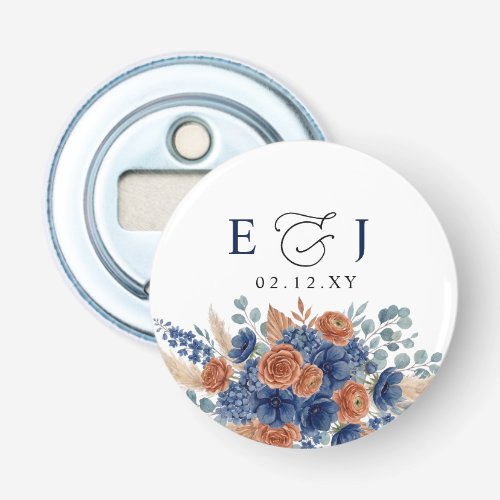 Terracotta Navy Pampas Greenery Modern Wedding Bottle Opener