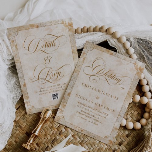 Terracotta Neutral Old Money Wedding Invitation