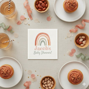 Terracotta neutral rainbow baby shower napkins
