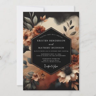 Terracotta Nocturne Floral Wedding Invitation