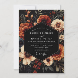 Terracotta Noir Bloom Wedding Invitation