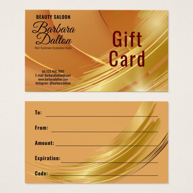 Terracotta Ocher Beige Gold Gift Certificates (Front & Back)