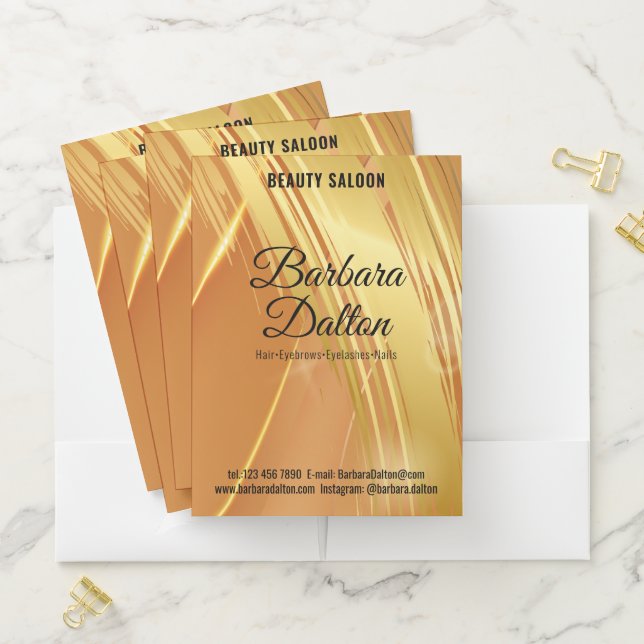 Terracotta Ocher Beige Gold Gift Certificates Pocket Folder (In Situ)