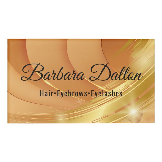 Terracotta Ocher Beige Gold Name Tag (Front)