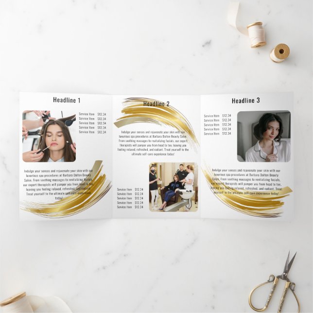 Terracotta Ocher Beige Gold Tri-Fold Card (Inside)