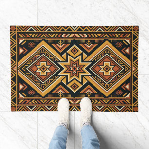 Terracotta Ochre Boho Geometric Abstract Pattern Doormat