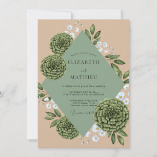 Terracotta Olive Succulent Eucalyptus Wedding Invitation
